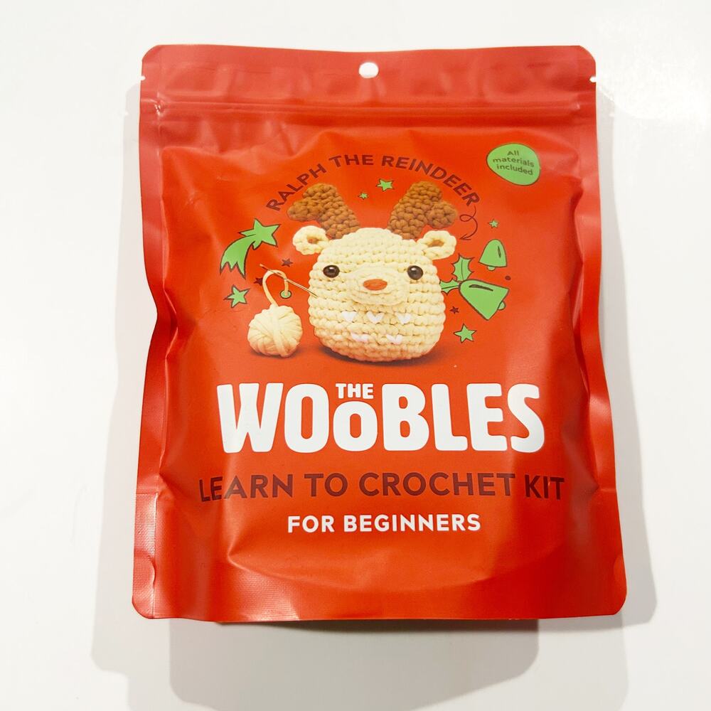 The Woobles Ralph The Reindeer Crochet Kit w/Hook NEW Shark Tank SOLD OUT Sealed